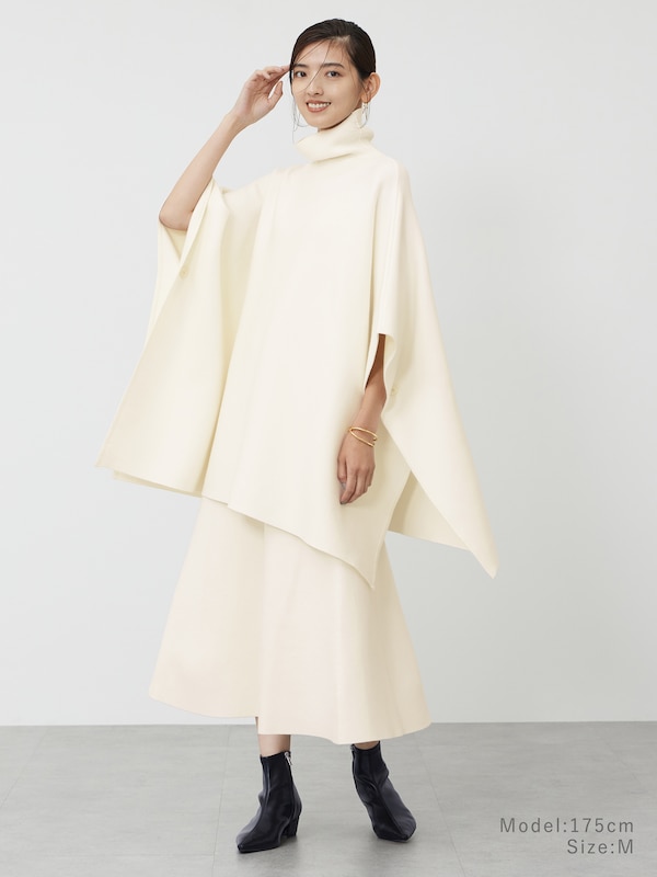 ウールコットンブレンドポンチョセーター