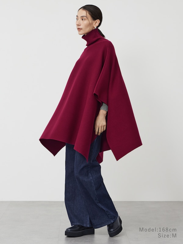 ウールコットンブレンドポンチョセーター