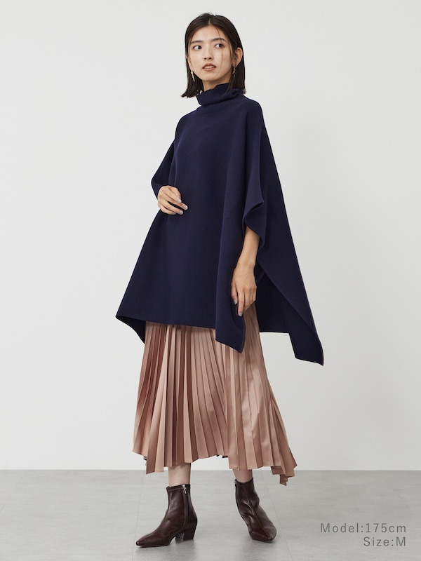 ウールコットンブレンドポンチョセーター