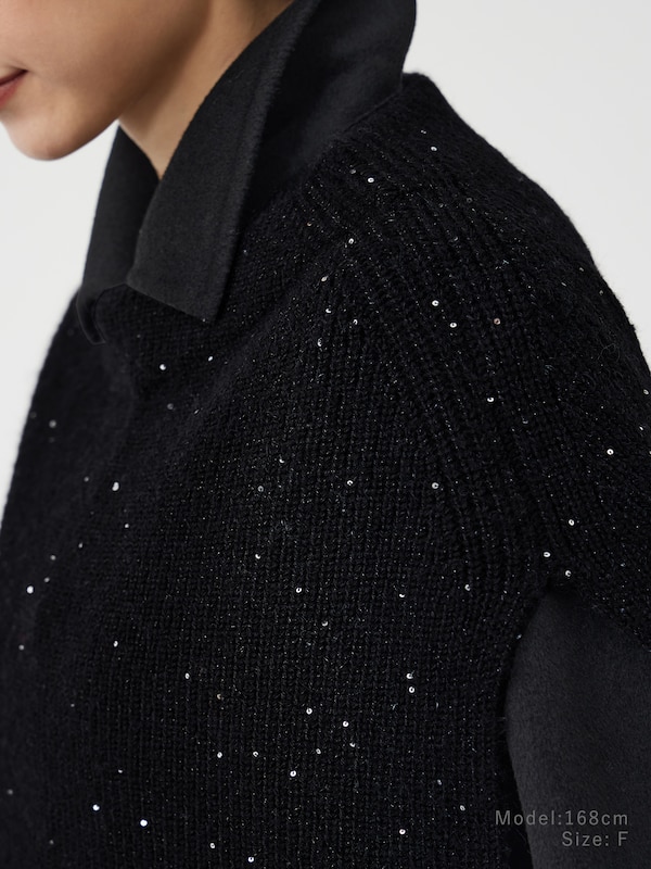 スパンコールニットケープ