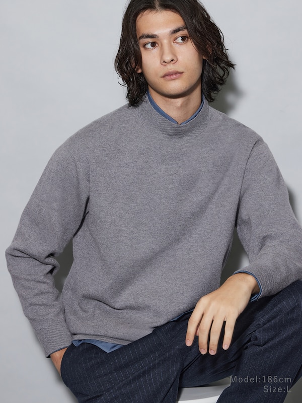 カシミヤブレンドモックネックセーター