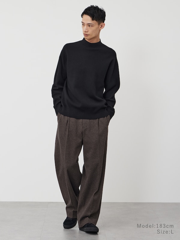 カシミヤブレンドモックネックセーター