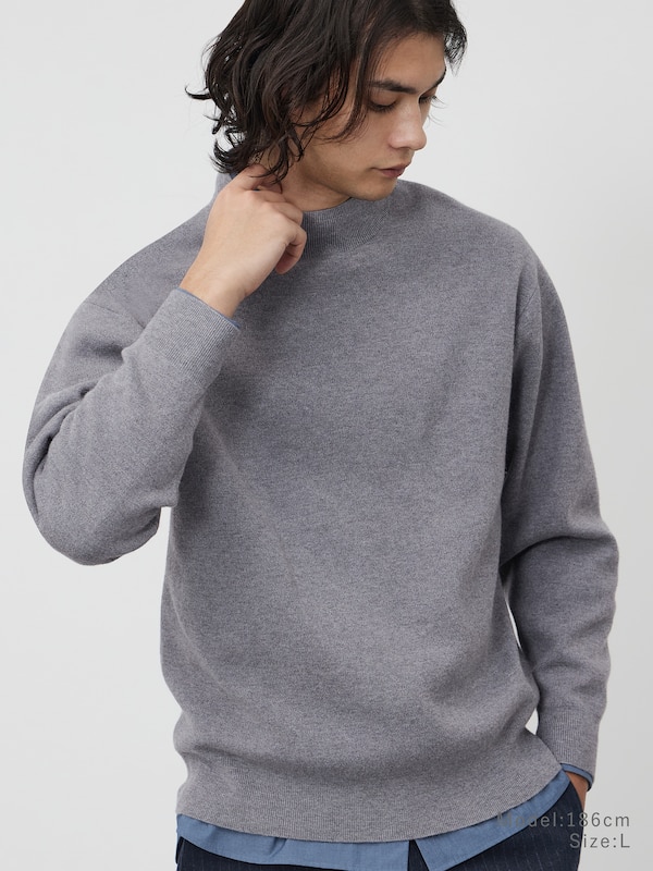 カシミヤブレンドモックネックセーター