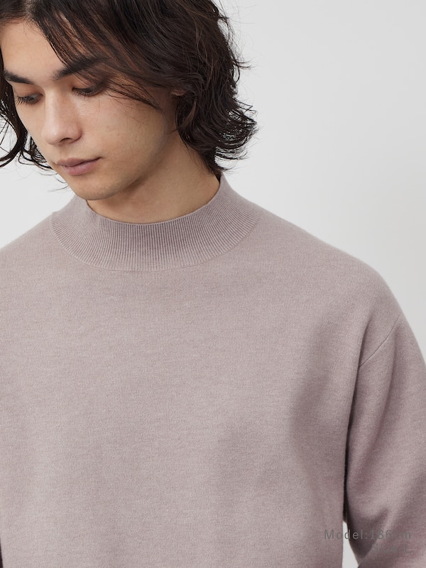 カシミヤブレンドモックネックセーター