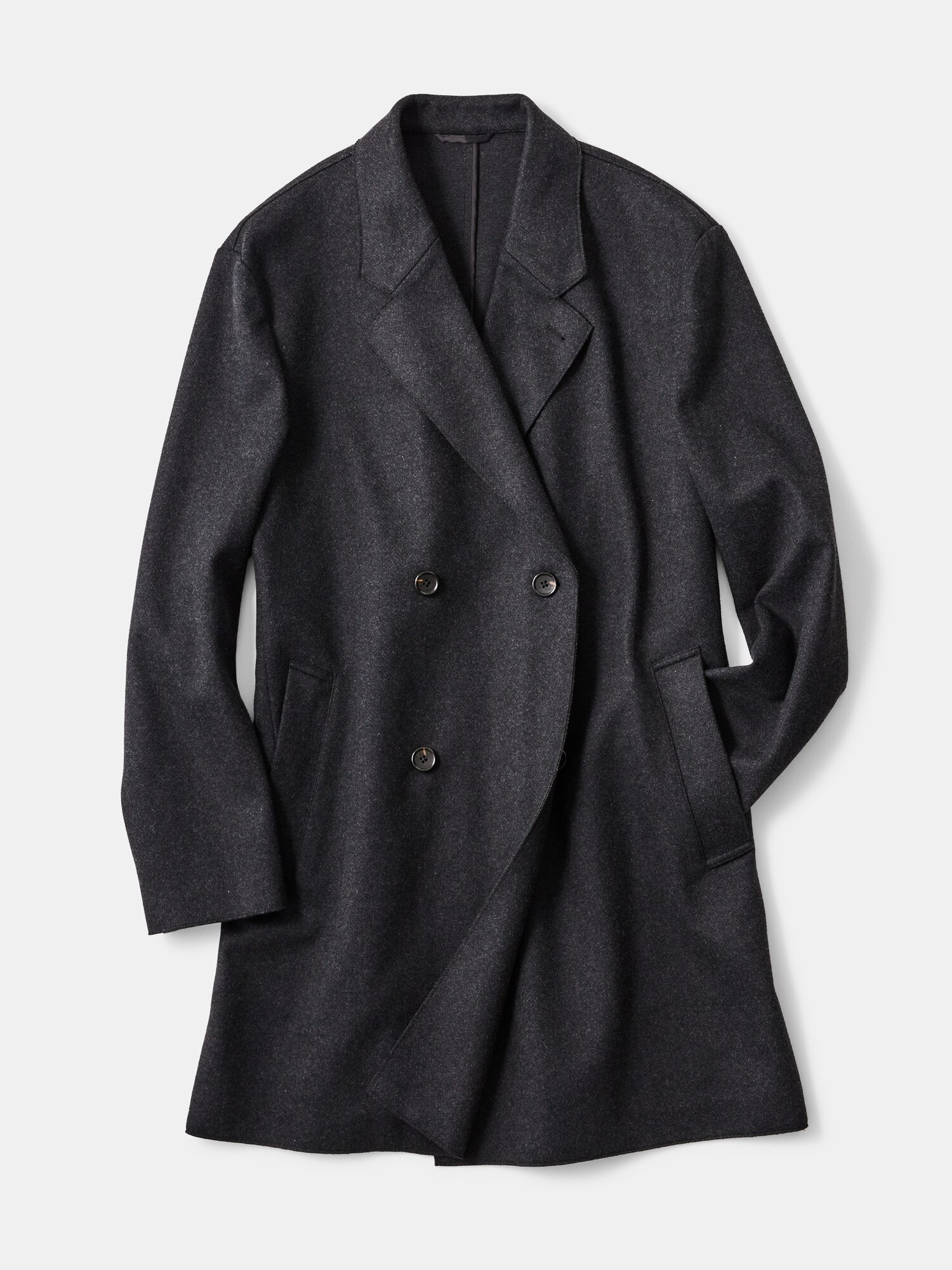 プレシャスニットメルトンダブルブレストコート ダークグレー　ヘリンボーン PLST(プラステ)公式 | プレシャスニットメルトンダブルブレスト