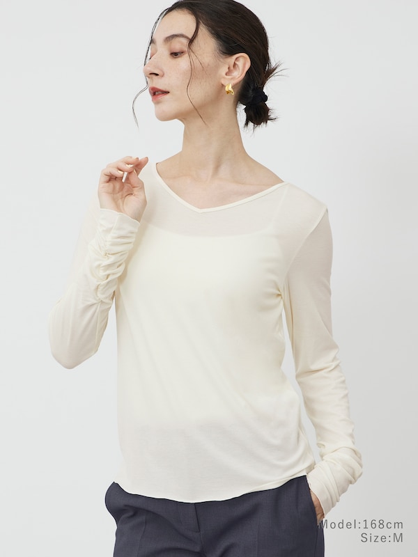 ウォームリザーブカシミヤブレンド2WAYネックT