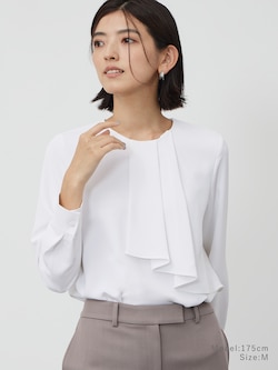 UVカットアシンメトリーフリルブラウス