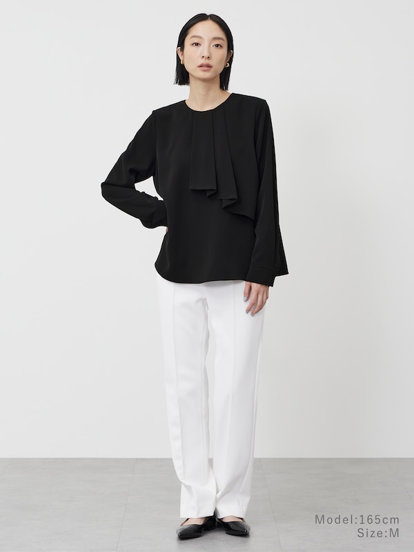 UVカットアシンメトリーフリルブラウス