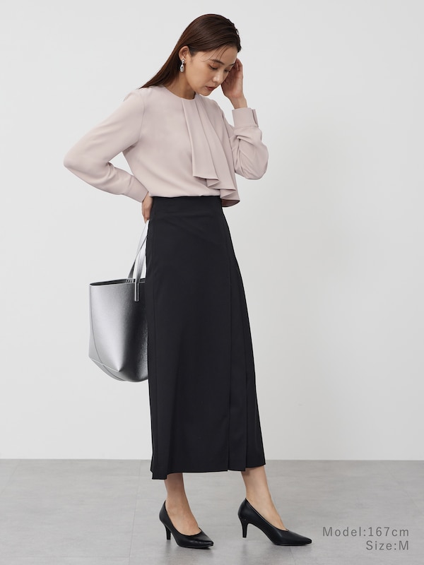 UVカットアシンメトリーフリルブラウス