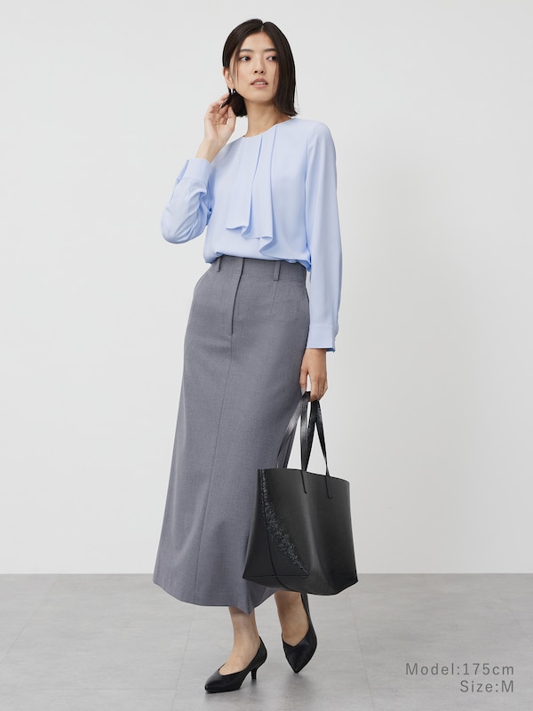 UVカットアシンメトリーフリルブラウス