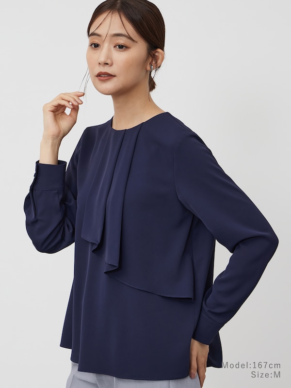 UVカットアシンメトリーフリルブラウス