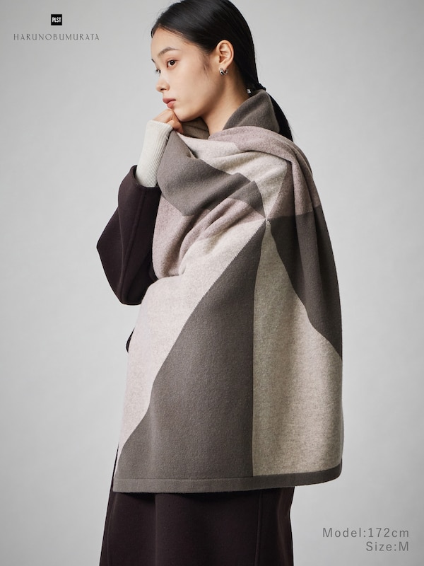 ジオメトリックニットストール