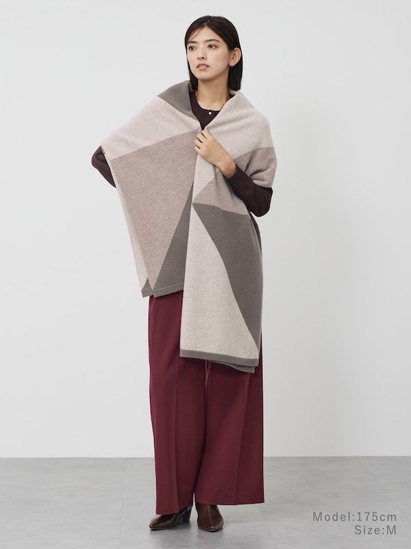 ジオメトリックニットストール