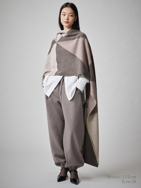 ジオメトリックニットストール