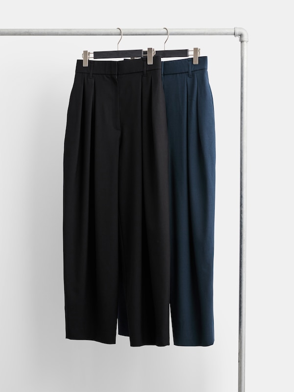 ウールブレンドワイドテーパードパンツ