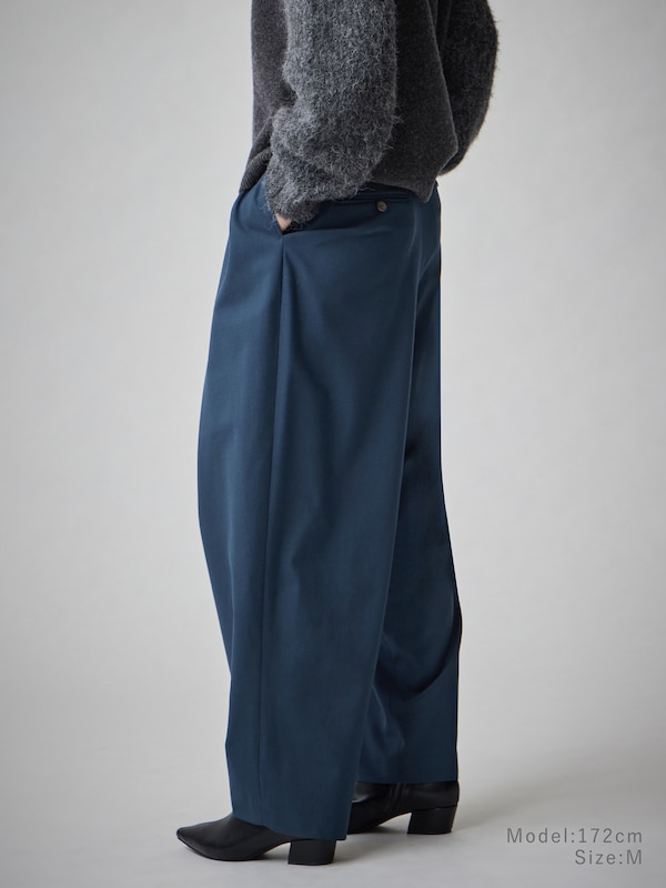 ウールブレンドワイドテーパードパンツ