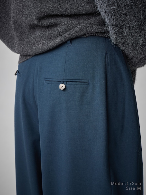 ウールブレンドワイドテーパードパンツ