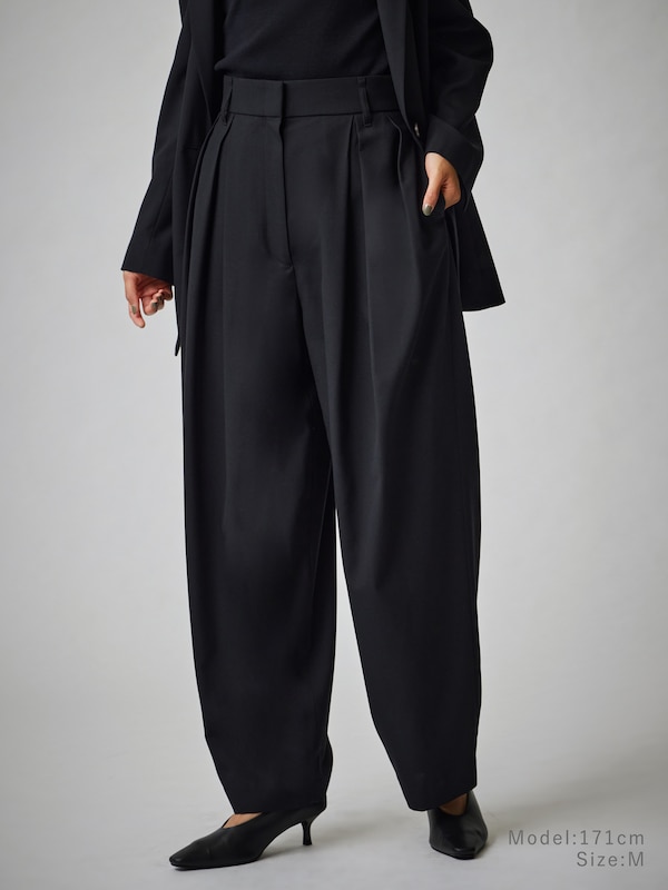 ウールブレンドワイドテーパードパンツ