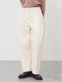 コットンサイドタックテーパードパンツ