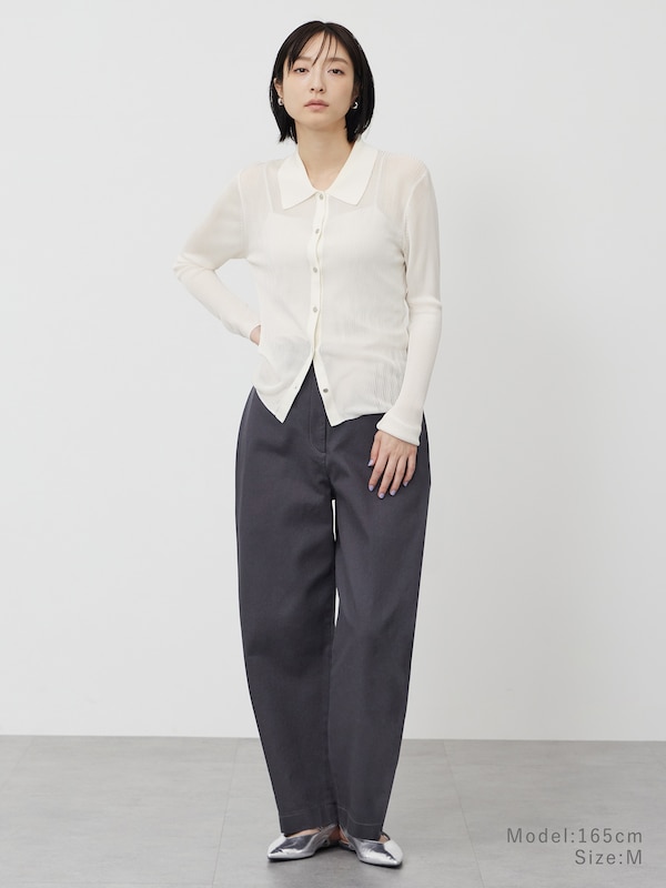 コットンサイドタックテーパードパンツ