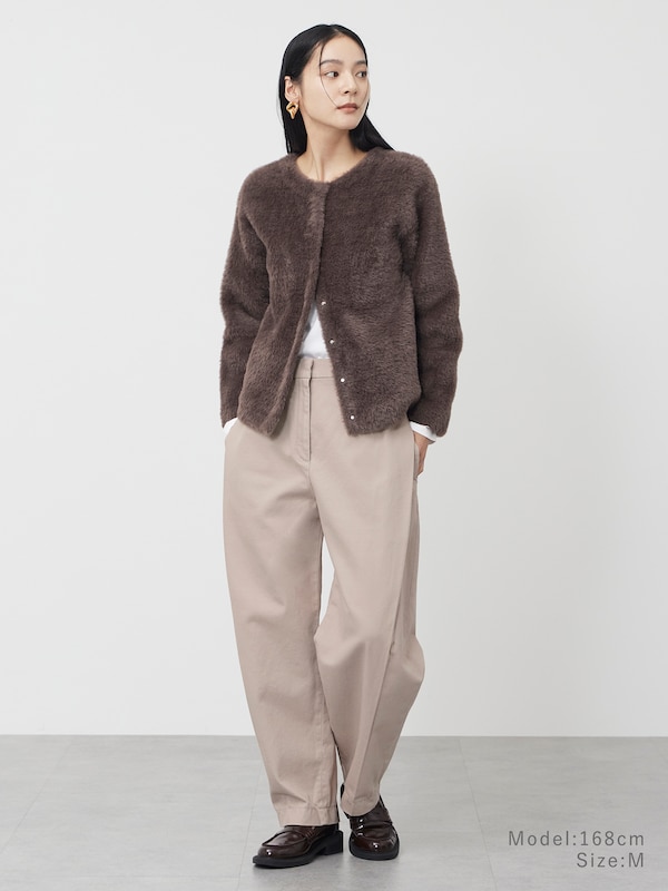 コットンサイドタックテーパードパンツ