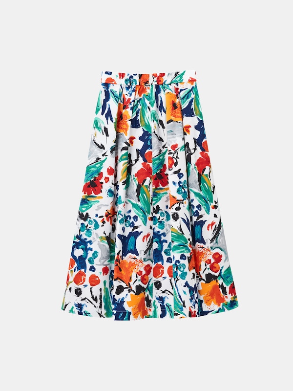 フラワープリントボリュームタックフレアスカート