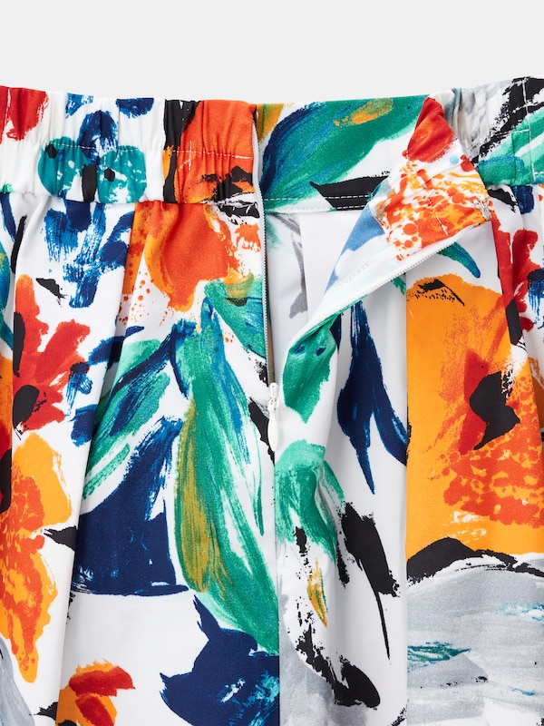 フラワープリントボリュームタックフレアスカート