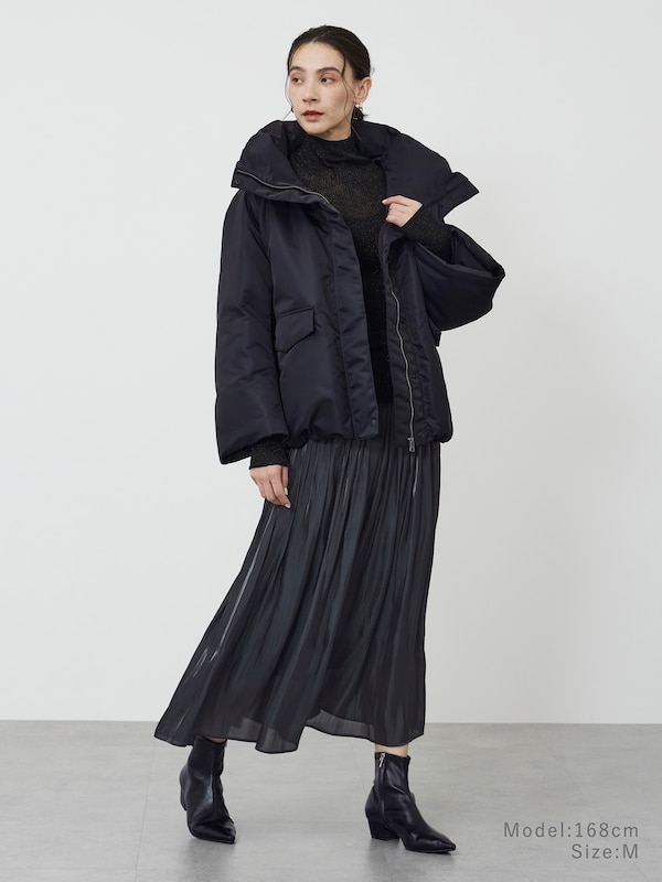 メタリックサテンプリーツスカート