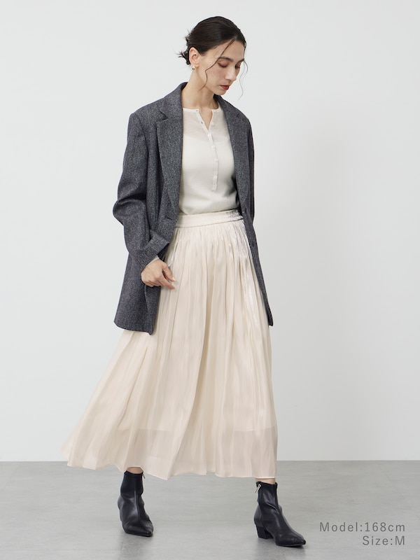 メタリックサテンプリーツスカート