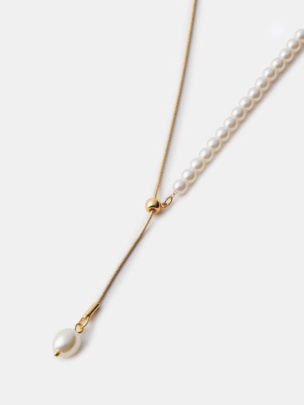 パールチェーンラリエットネックレス