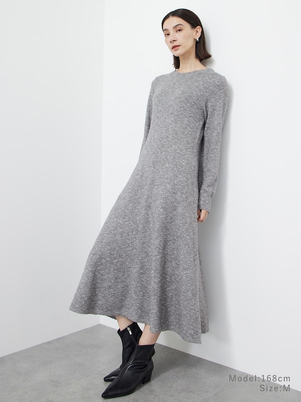 ミックスヤーンフレアニットワンピース