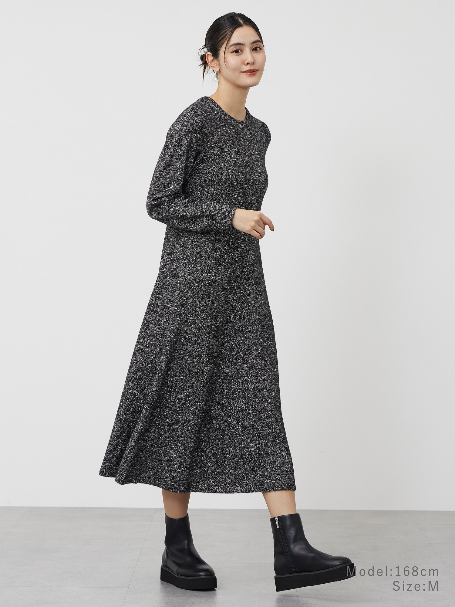 PLST HARUNOBUMURATA ニットフレアワンピース ブラック S 公式