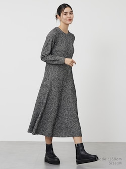 ミックスヤーンフレアニットワンピース