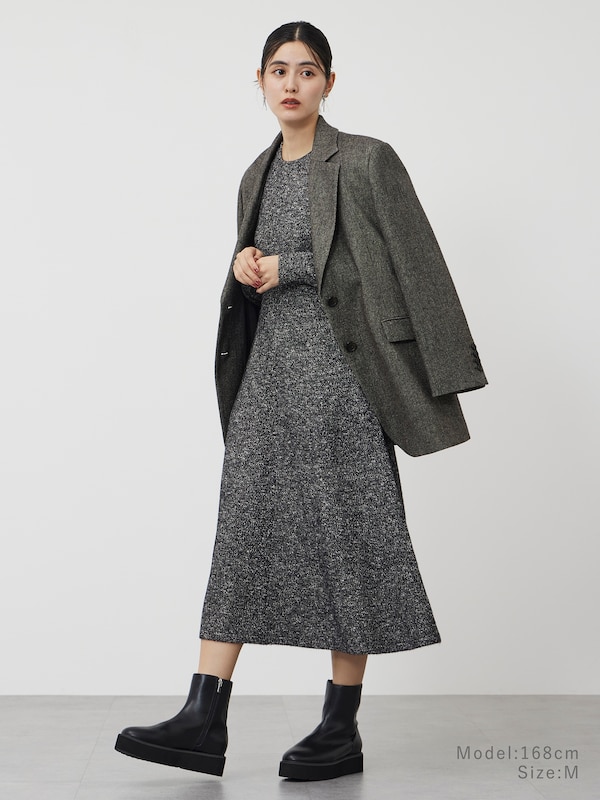 ミックスヤーンフレアニットワンピース