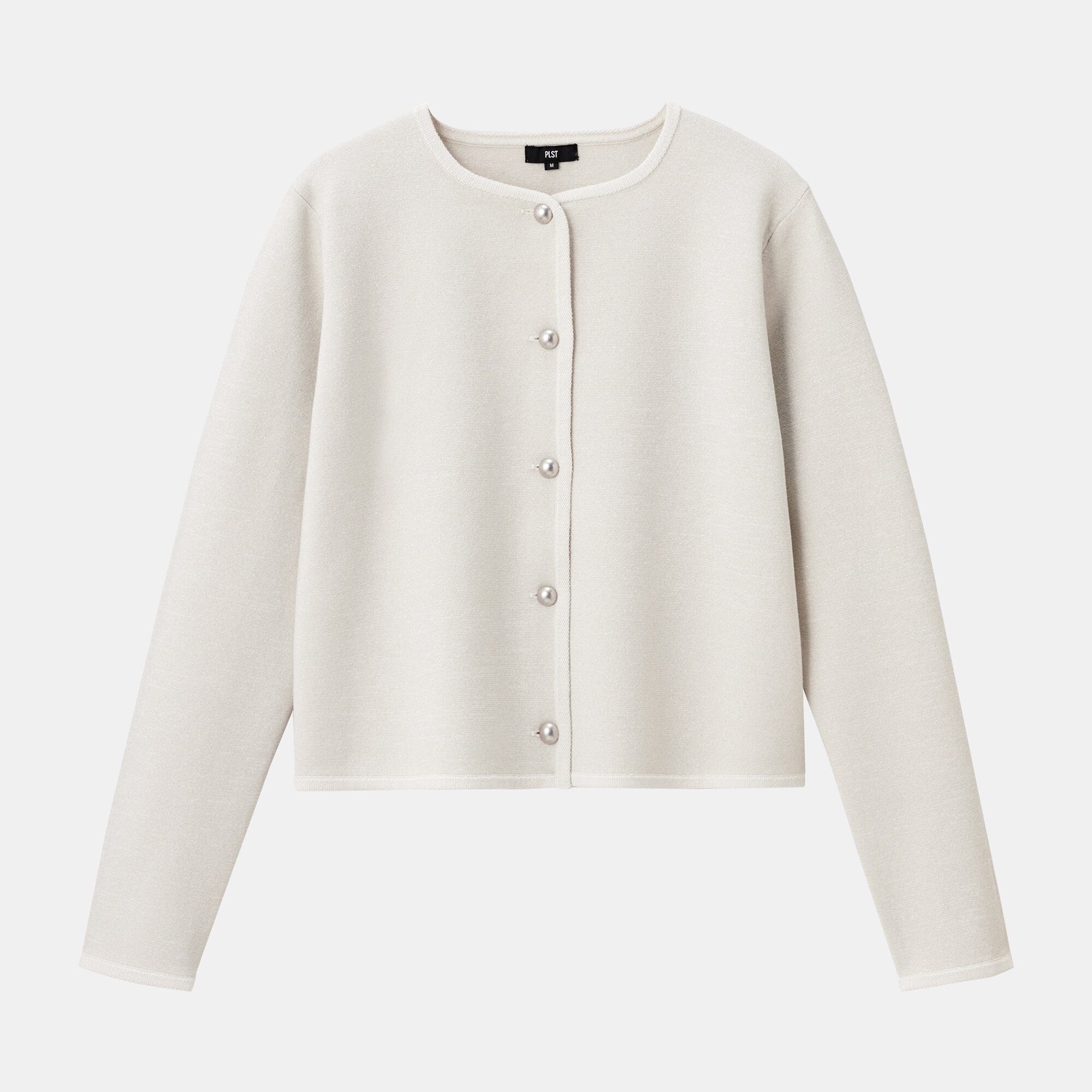 【オシャレ☆PLST】コットン　ベージュ　ニットカーディガン　サイズ2 PLST - 【オシャレ☆PLST】コットン ベージュ ニットカーディガン