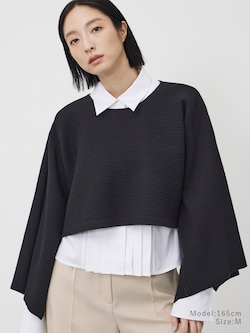 コットンブレンドニットケープ