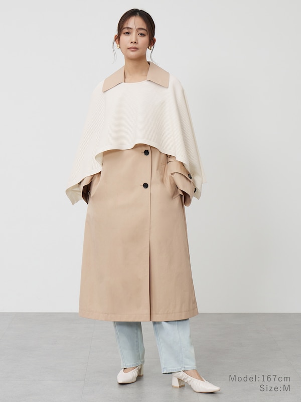 コットンブレンドニットケープ