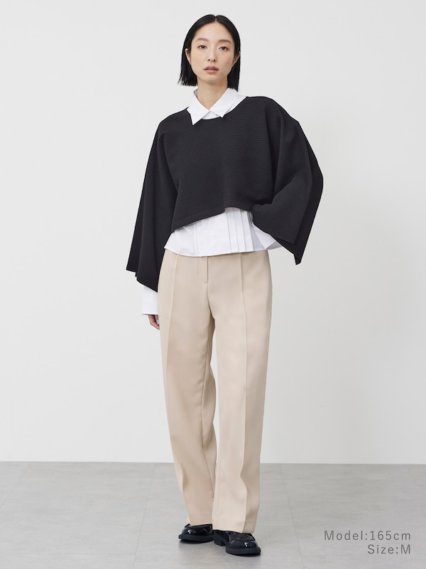 コットンブレンドニットケープ