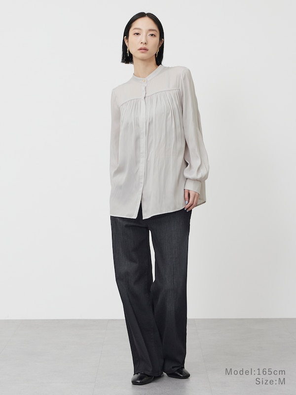 ライトサテンギャザーブラウス