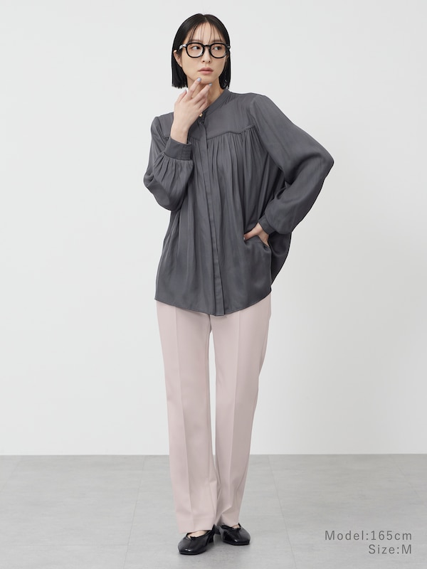ライトサテンギャザーブラウス