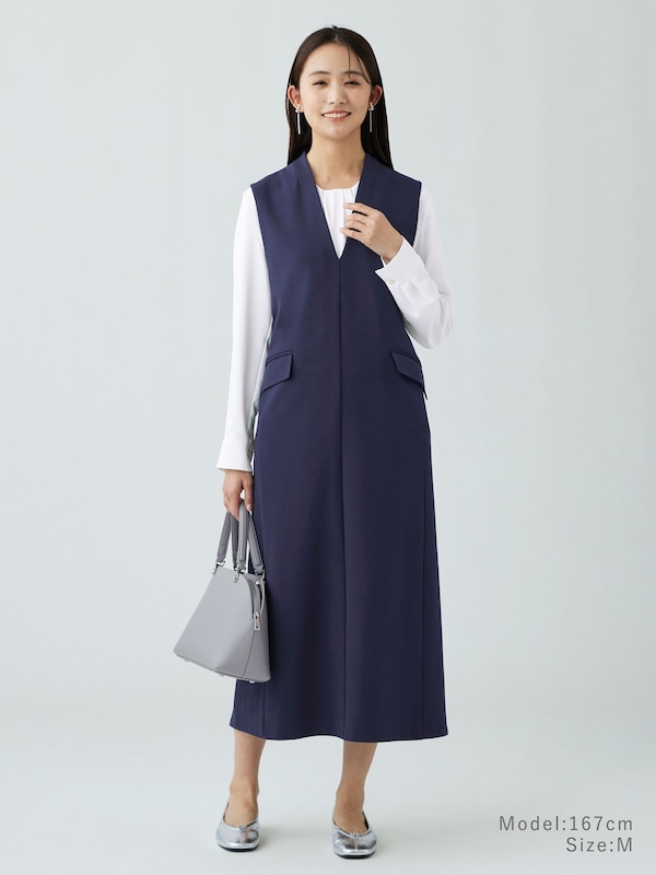 ジョーゼットジャージージャンパーワンピース