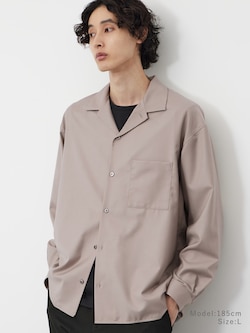 レーヨンブレンドオープンカラーシャツ