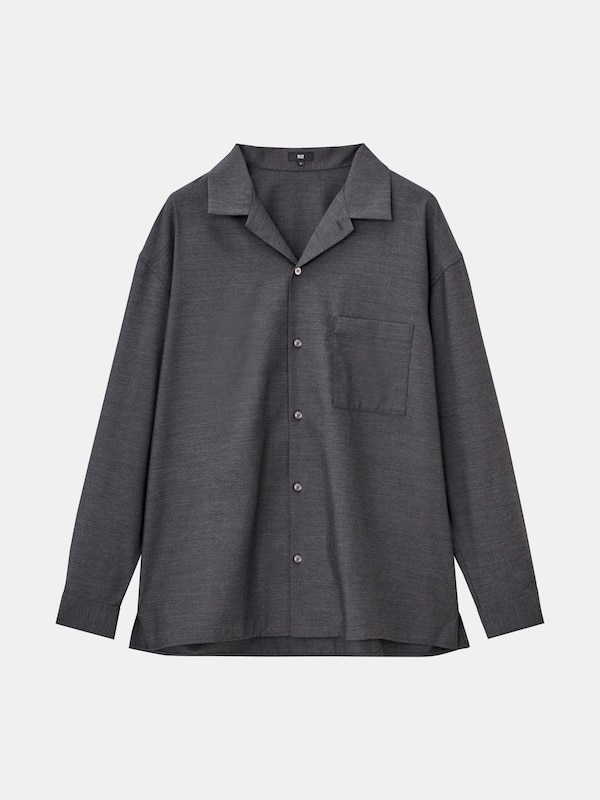 レーヨンブレンドオープンカラーシャツ