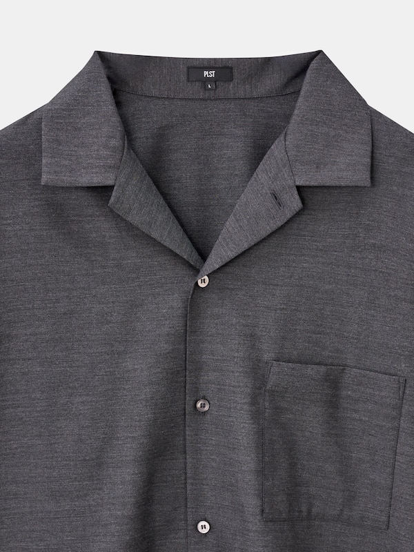 レーヨンブレンドオープンカラーシャツ