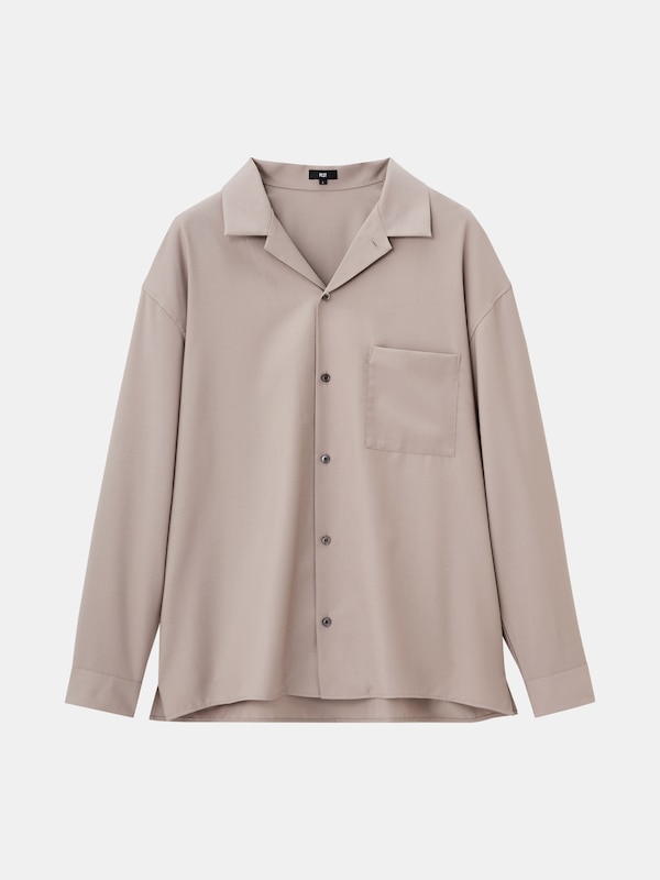 レーヨンブレンドオープンカラーシャツ