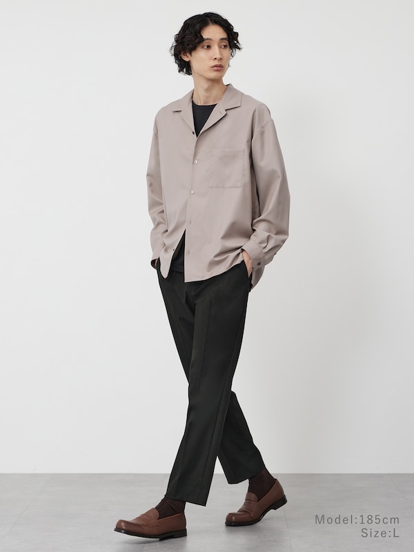 レーヨンブレンドオープンカラーシャツ