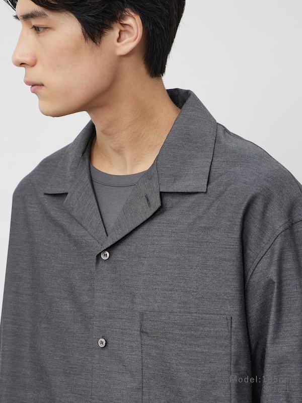 レーヨンブレンドオープンカラーシャツ