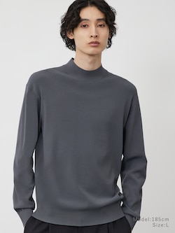 UVカットレーヨンブレンドモックネックセーター（長袖）