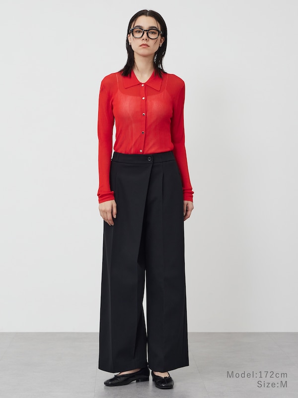 レーヨンブレンドシアーポロカーディガン