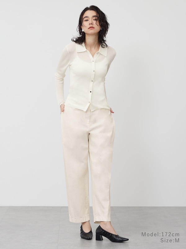 レーヨンブレンドシアーポロカーディガン